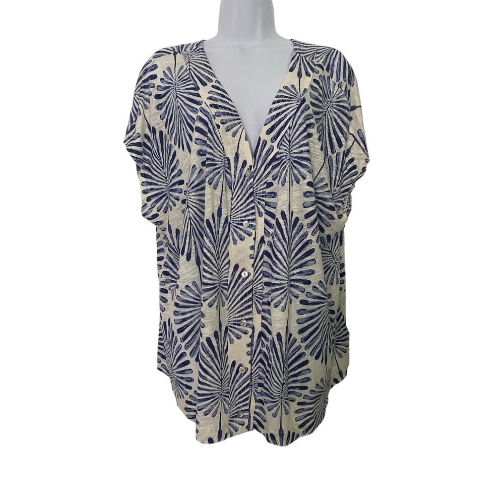 Joie Euro Summer Linen Blend Top Womens Size 2X Scandinavian Yacht Club Tropical
